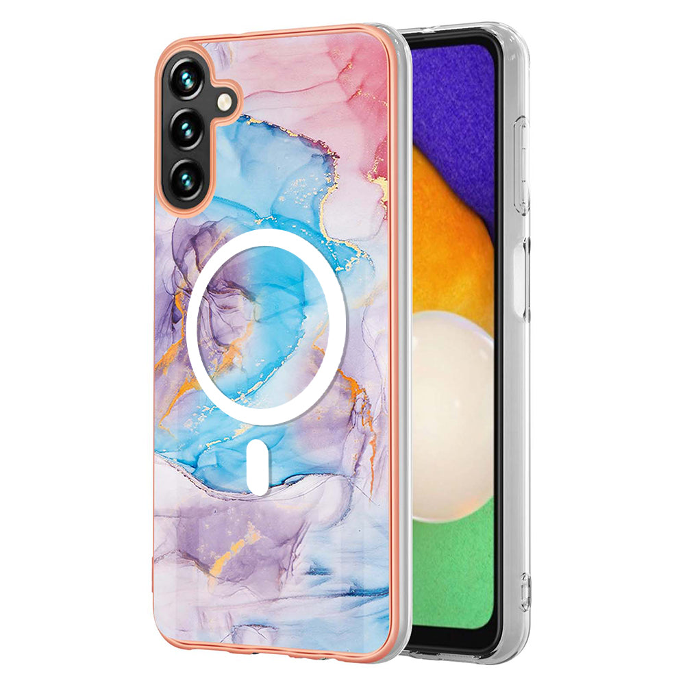YB IMD Series-19 for Samsung Galaxy A54 5G Electroplated IMD Magnetic Phone Case 2.0mm TPU Anti-scratch Cover YB IMD Series-19 for Samsung Galaxy A54 5G Electroplated IMD Magnetic Phone Case 2.0mm TPU Anti-scratch Cover